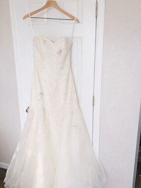 Augusta Jones Lace Appliqué Wedding Dress Strapless Mermaid Gown Ivory